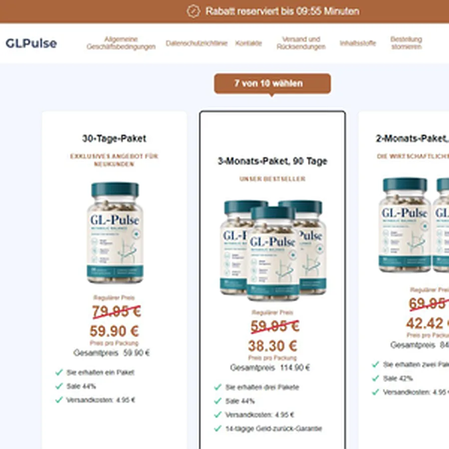 Offizielle GL-Pulse Paketübersicht mit einer, zwei und drei Packungen